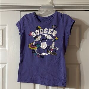 Old Navy Purple Short Sleeve Tee Soccer Graphic